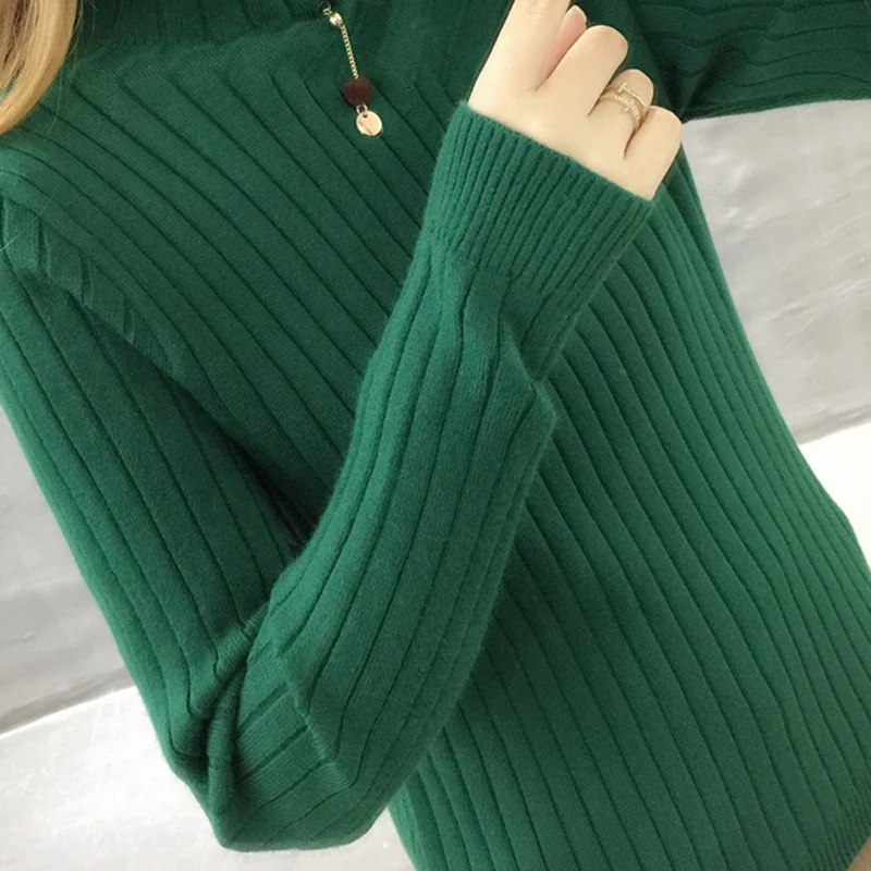 Женский вязаный свитер с высоким эластичным голенищем Зимний пуловер длинным