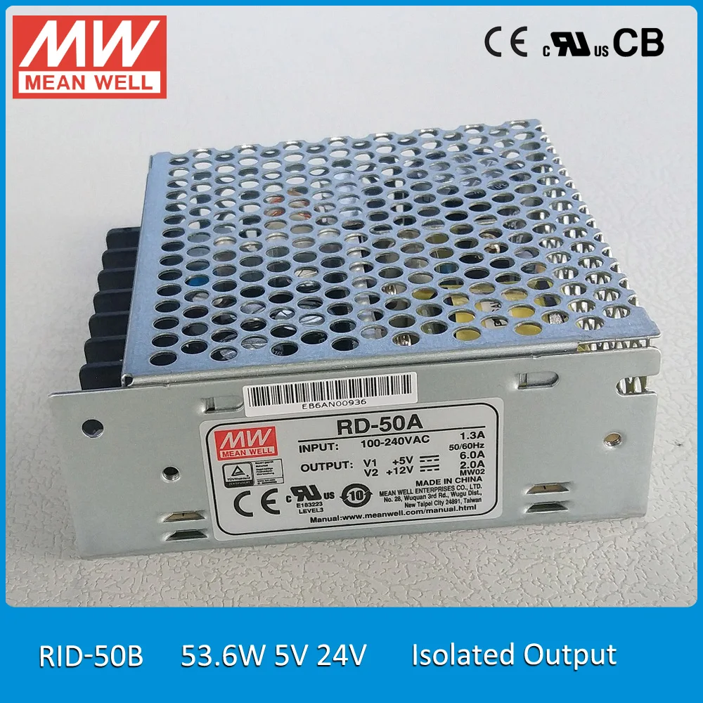 

MEANWELL RID-50 dc regulated Dual Output Power Supply 53.6W 54W 5V 12V 24V 1.4A 2A 4A 6A smps High stability Transformer