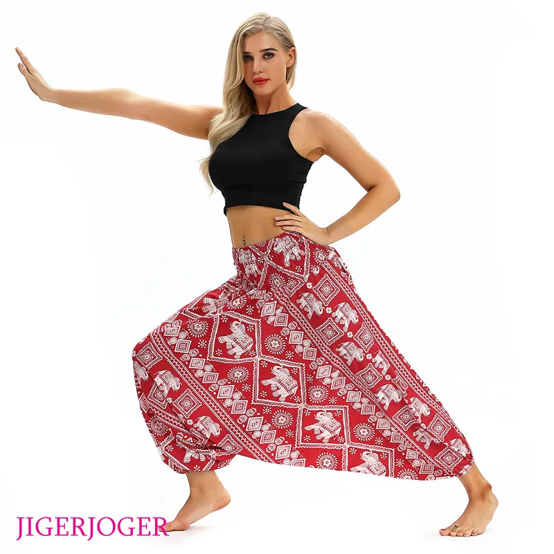 JIGERJOGER летние пляжные yoga Плавание мешковатые охватывает 3D с высокой талией yoga Штаны свободные Фонари Брюки Гарем Lounge шаровары TLL034 - Цвет: TLL040
