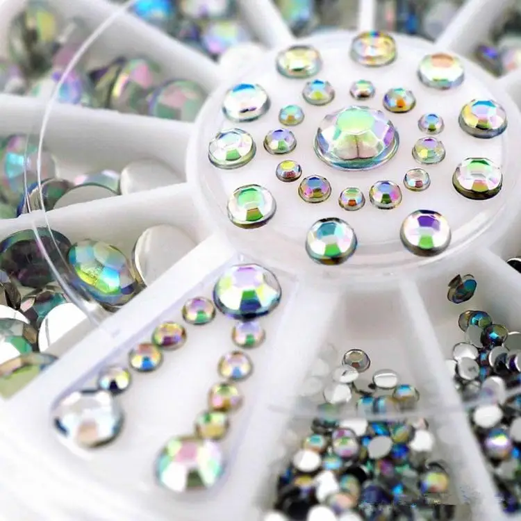 Украшения для ногтей 5 размеров белые разноцветные акриловые дизайна блестящие