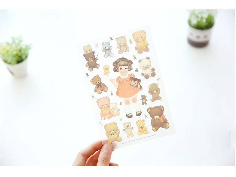6 листов Kawaii милая девочка кукла телефон декоративные наклейки DIY альбом декор палочка этикетка бумажные поделки