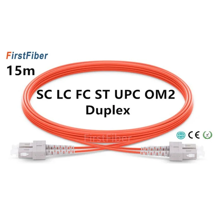 Оптоволоконный соединительный кабель 15 м LC SC ST FC UPC OM2 волоконный 2 жильный