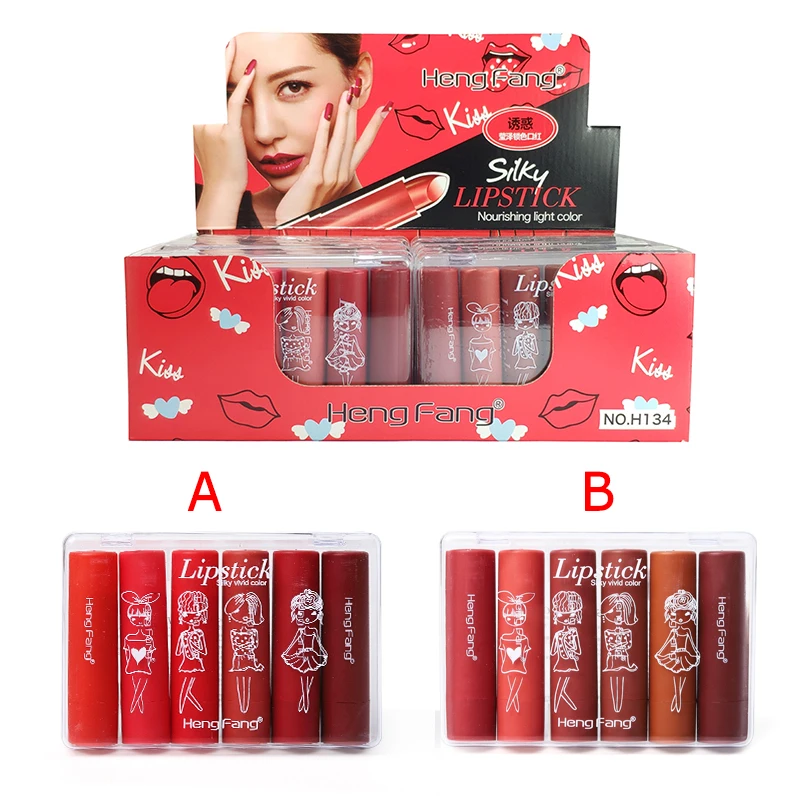 6Pcs/Set Matte Lipstick Easy To Wear Long-lasting Waterproof For Women Sexy Lips Color Cosmetics Lipsticks Velvet Lip Makeup |