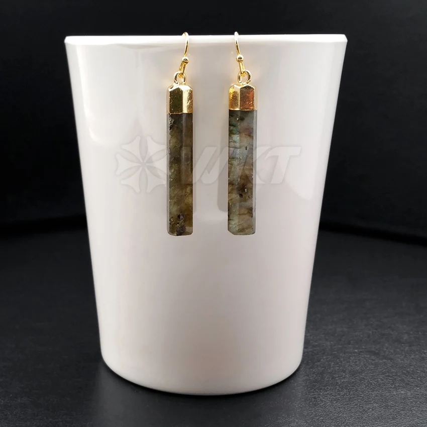 5 шт./лот серьги подвески из натурального Лабрадорита длина 40 мм шт./лот|earrings
