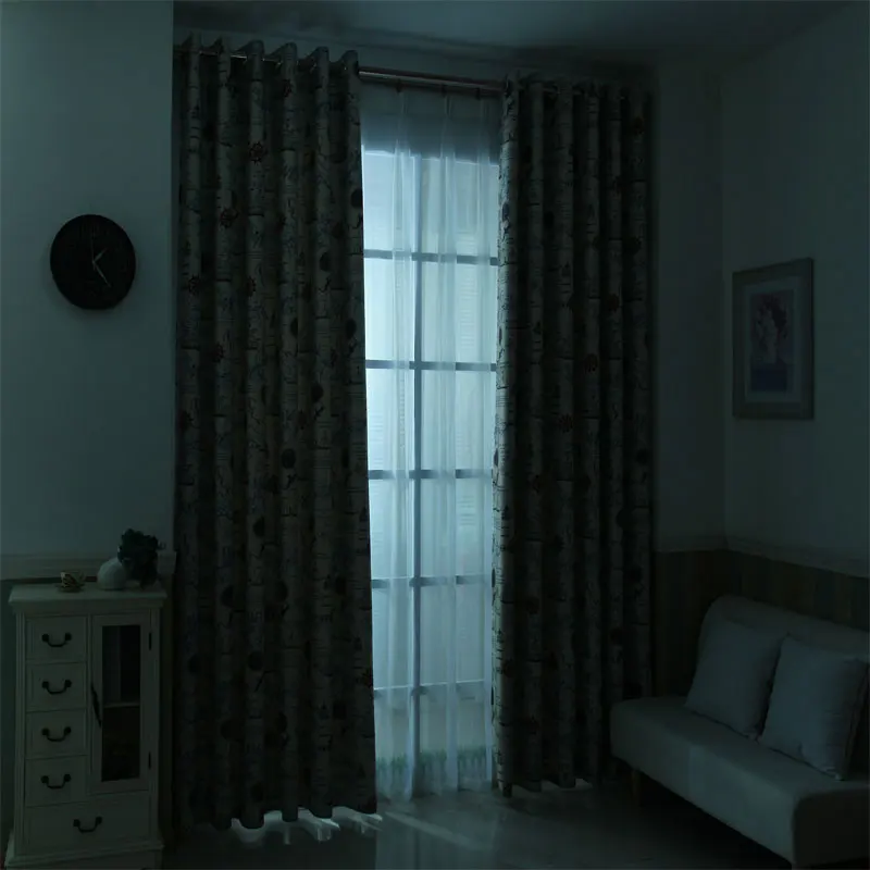 Голубые светонепроницаемые шторы с мультяшным изображением пиратского корабля