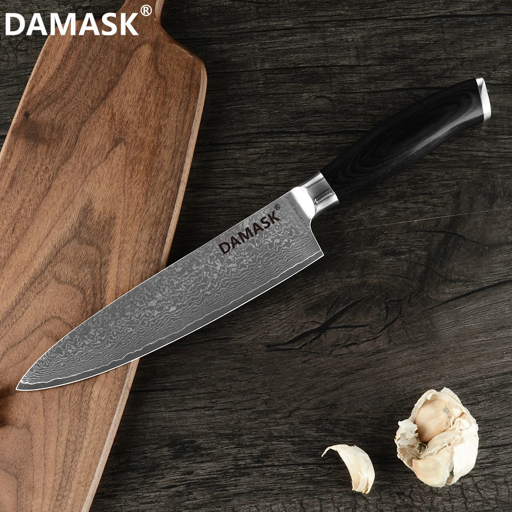Дамасский кухонный нож Damask 3 шт. набор кухонных ножей для шеф повара Santoku VG10 Core 67