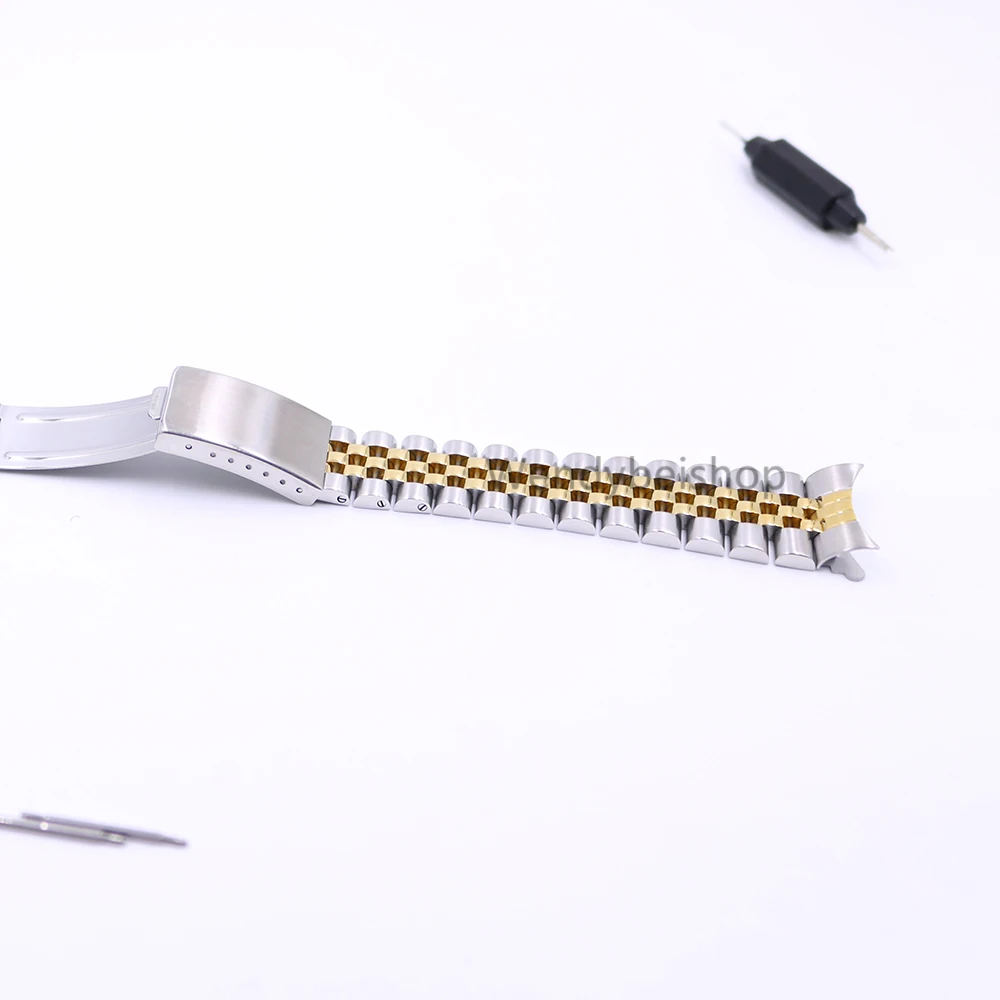 19 20 22mm Two tone Hollow Curved End Solid Screw Links Replacement Watch Band Old Style VINTAGE Jubilee Bracelet For Datejust