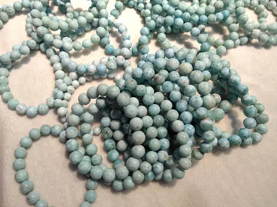 

free ship--Natural Larimar Stone , Larimar Bead Smooth Bead, Natural Stone, Semi Precious Bead, Blue Bead Larimar Bracelet 6-16m
