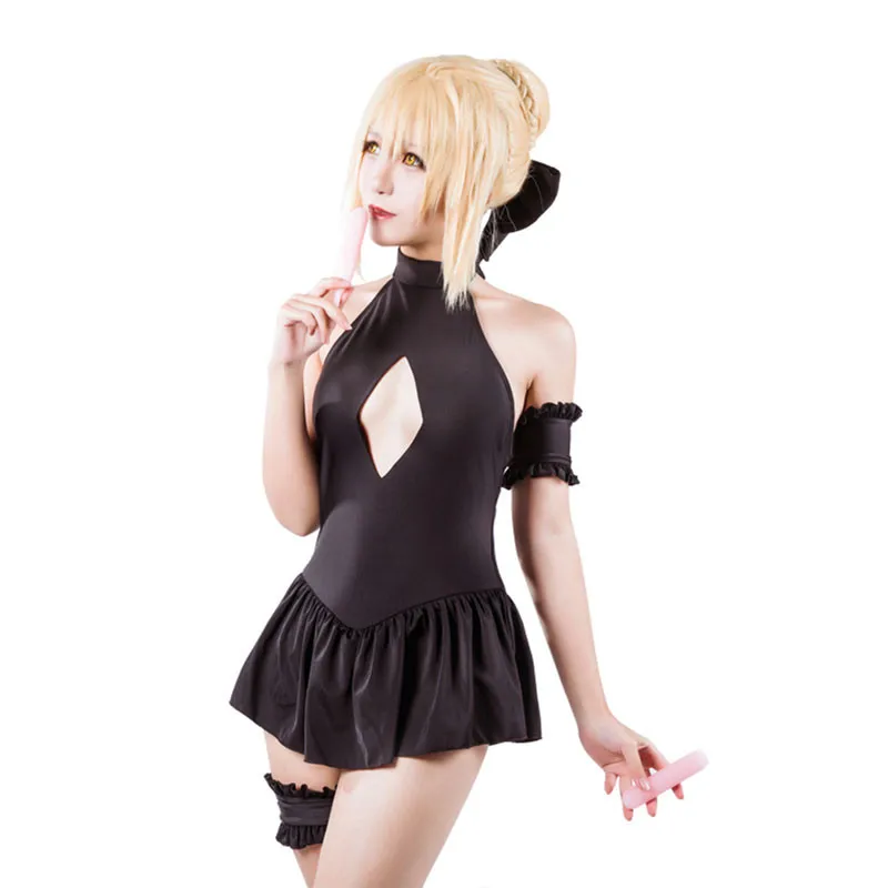 Женский купальный костюм с принтом Saber Fate co Cos черный купальник для