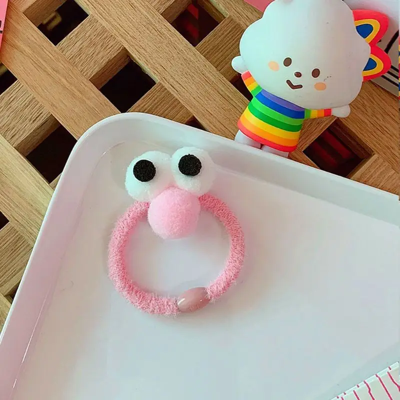 Kawaii японский аниме стиль эластичная резинка 3D Большой помпон глаза коралловый