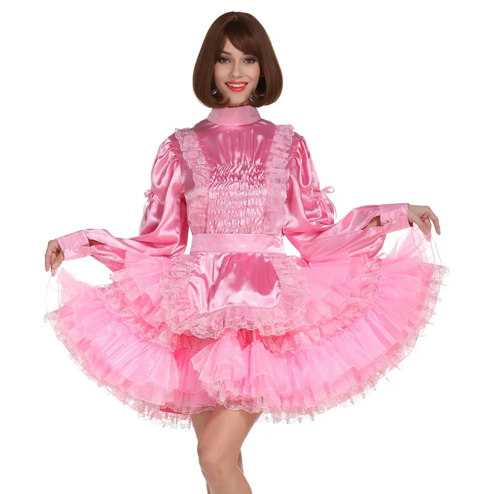 Розовое платье с длинным рукавом и фиксацией для косплея|cosplay costume|long maid costumecosplay