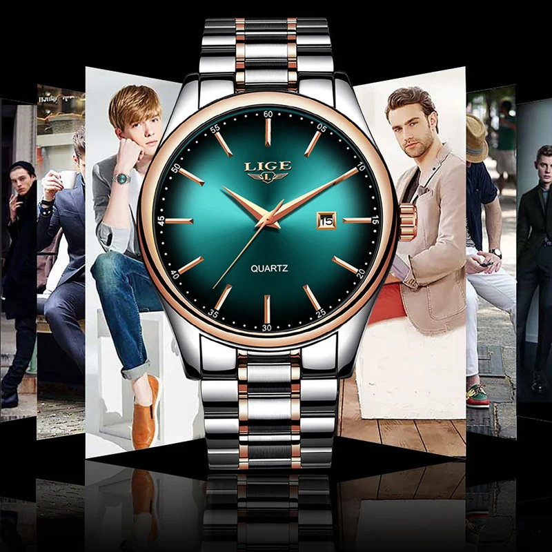 LIGE мужские часы военные Роскошные брендовые кварцевые из нержавеющей стали