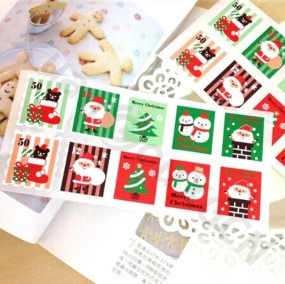 

200set DIY Baking seal stickers Christmas tree stamp Gift Tags festival Santa Party Label Marks Decoration Accessories
