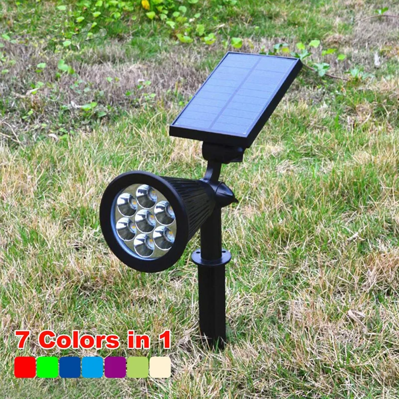 Пчела 7 LED Прожектор газон лампа Открытый сад солнечная панель мощность