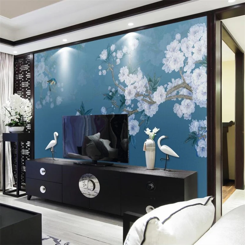 Обои на заказ 3d фрески новые китайские расписанные вручную цветы и птицы
