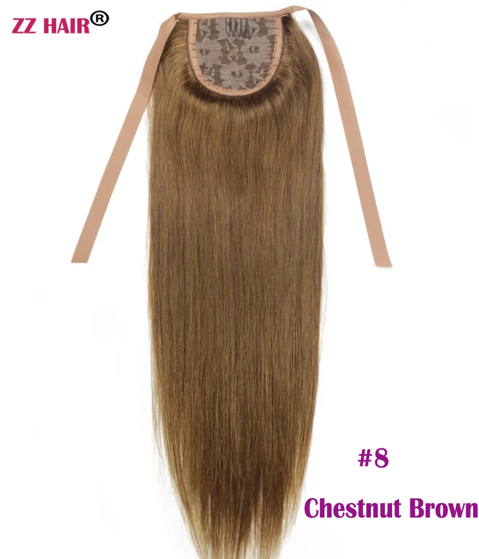 ZZHAIR 120 г 1"-28" машинное производство, волосы remy, лента, конский хвост, на заколках, человеческие волосы для наращивания, 22 цвета, конский хвост, Натуральные Прямые