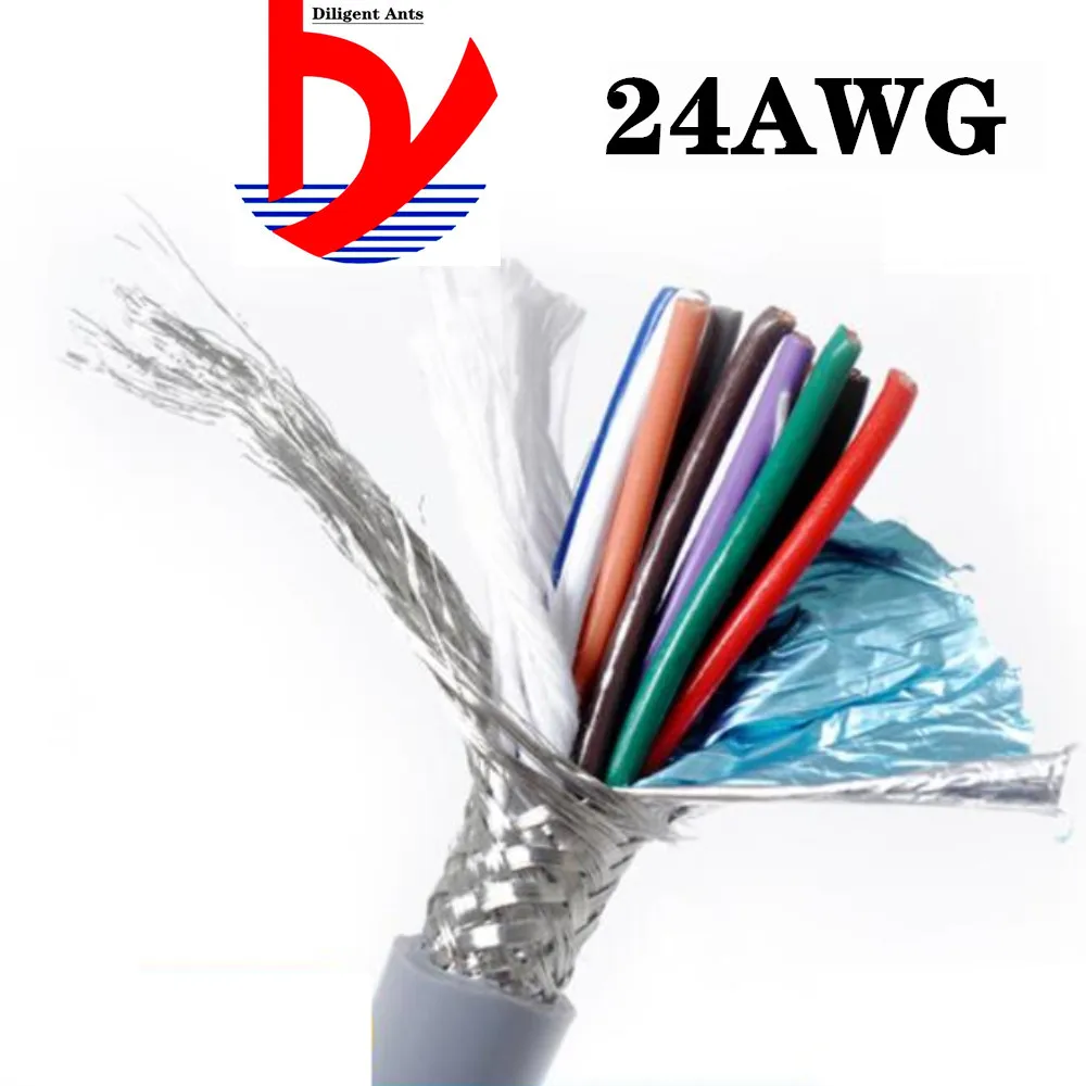 24AWG 2/3/4/5 сердечник экранированный кабель 5 м гибкий провод с ПВХ изоляцией TRVVP