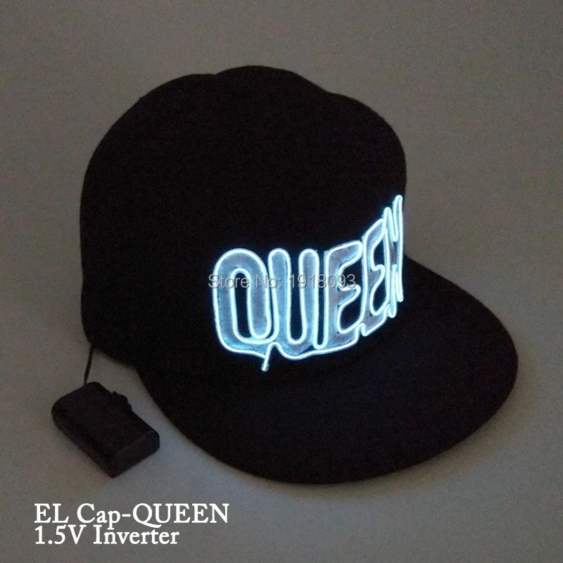 

KING QUEEN Glowing Cap New Style LED neon light Glow Party Supplies With 1.5V Steady on Driver