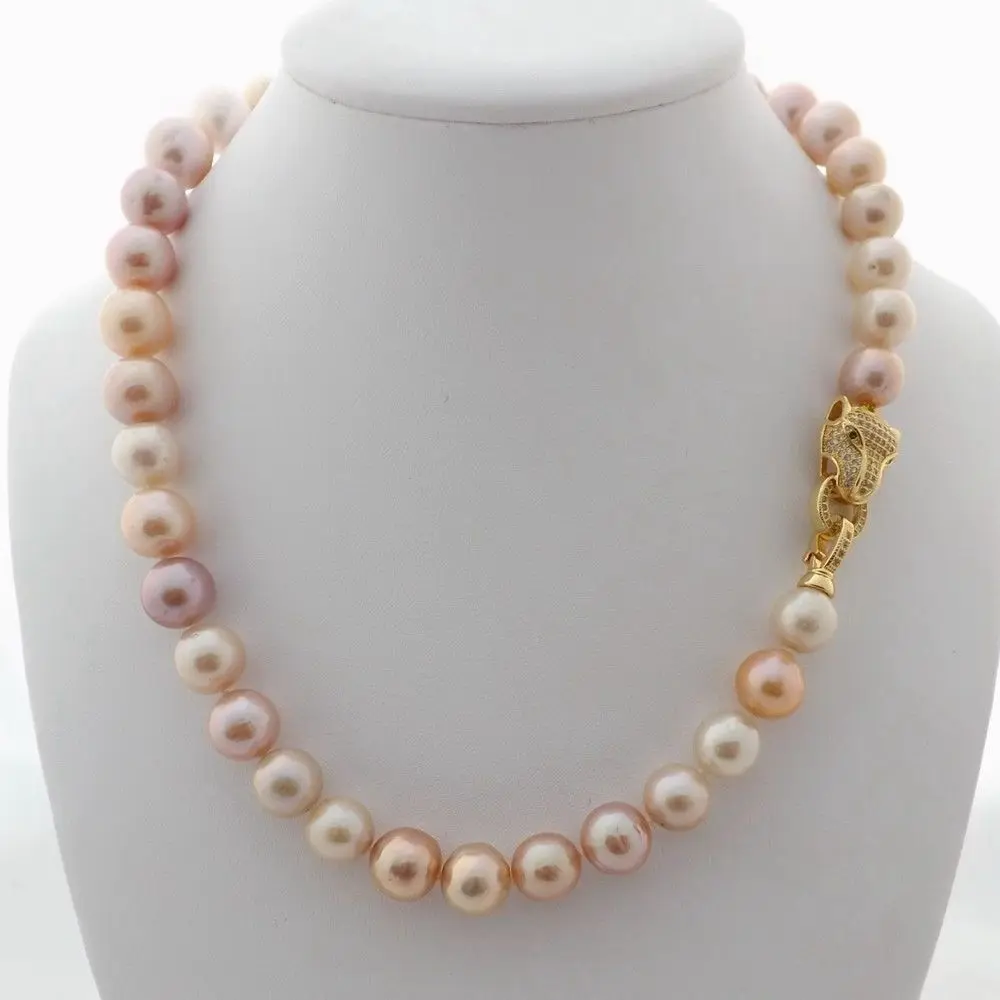 

New natural pearls 10mm-12mm Multi Color edison reborn Keshi Pearl Necklace 18"