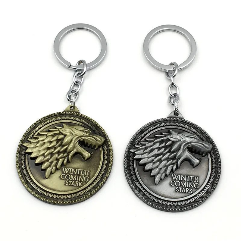 Игра престолов Старк семейный брелок для ключей со значком щит круглая монета