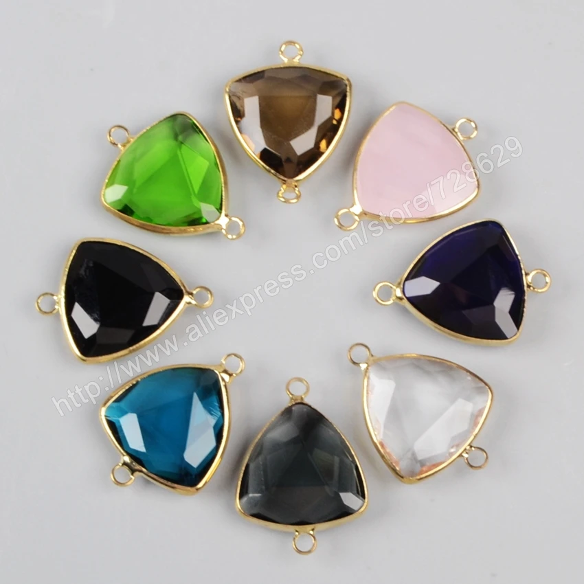 

BOROSA 20pcs Druzy Multi-stone Faceted Triangle Gold Edge Connector WX068 Drusy Jewelry DIY For Necklace Free Shipping