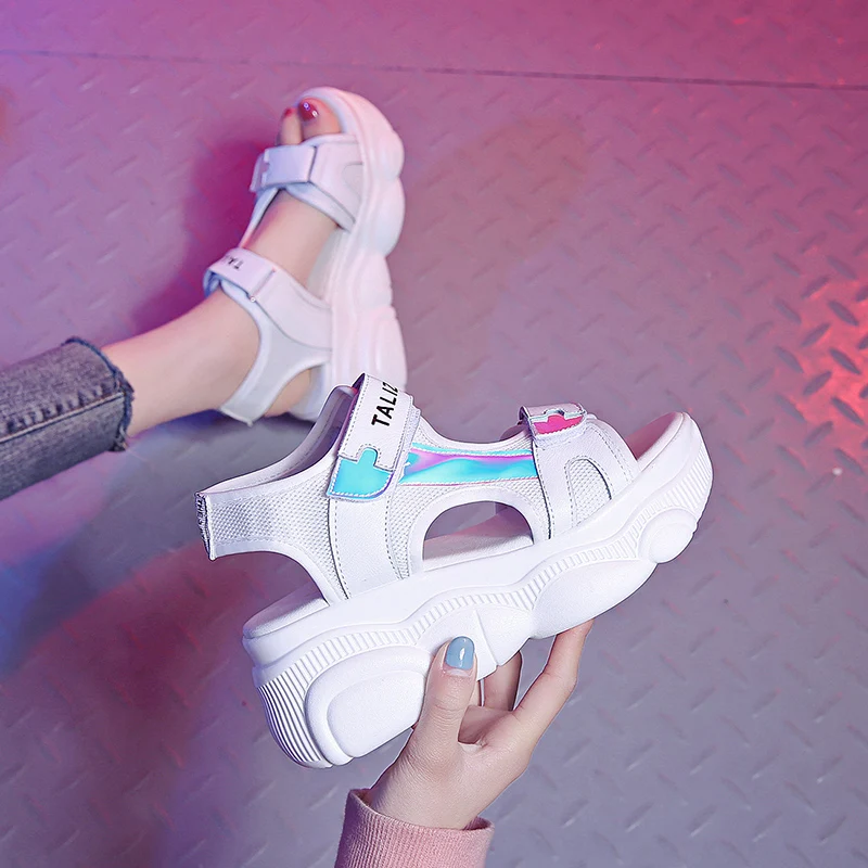 Женские босоножки на высоком каблуке 7 см Летние платформе женская повседневная