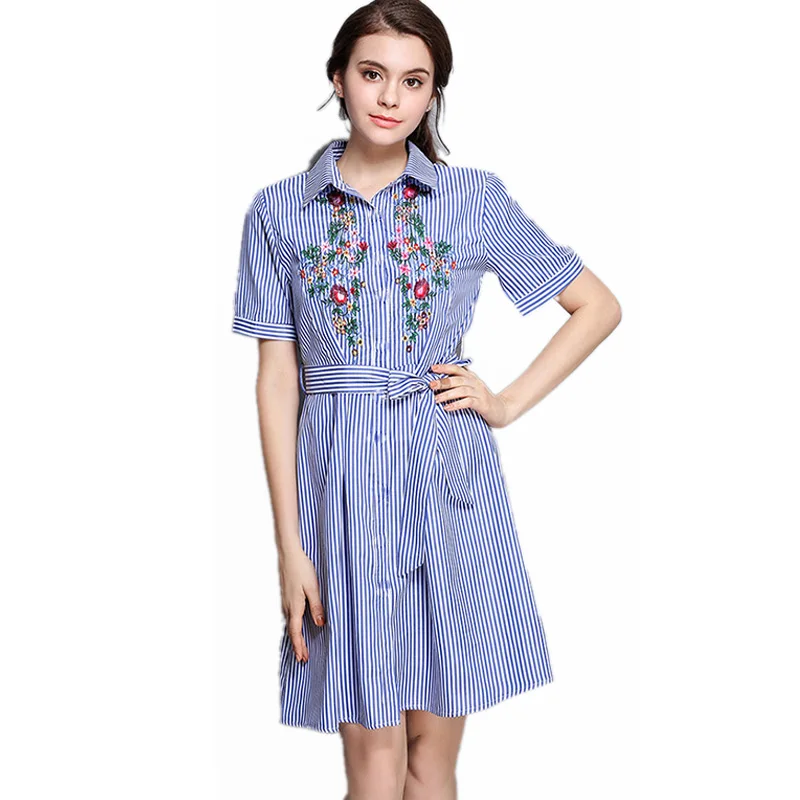Весна лето женщины полосой вышивка работник женщин dress with belt|women dress|dress withdress belt |