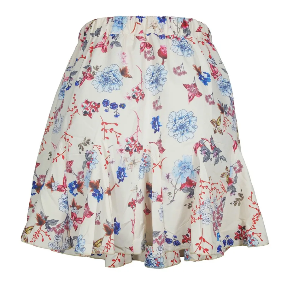 Плиссированная мини юбка в стиле ретро Женская винтажная с цветочным принтом и