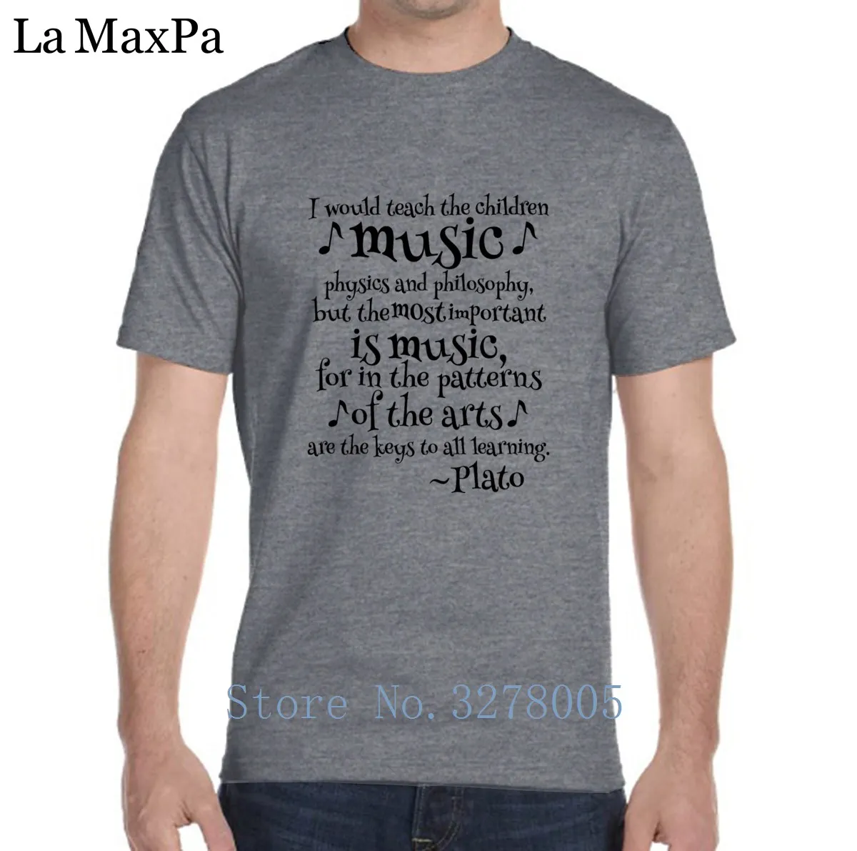 Индивидуальная Футболка однотонная Повседневная футболка Plato Music Philosophy Quote