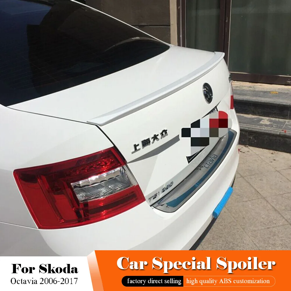 Черный и белый спойлер для Skoda Octavia 2006-2017 автомобильный Стайлинг АБС-пластик