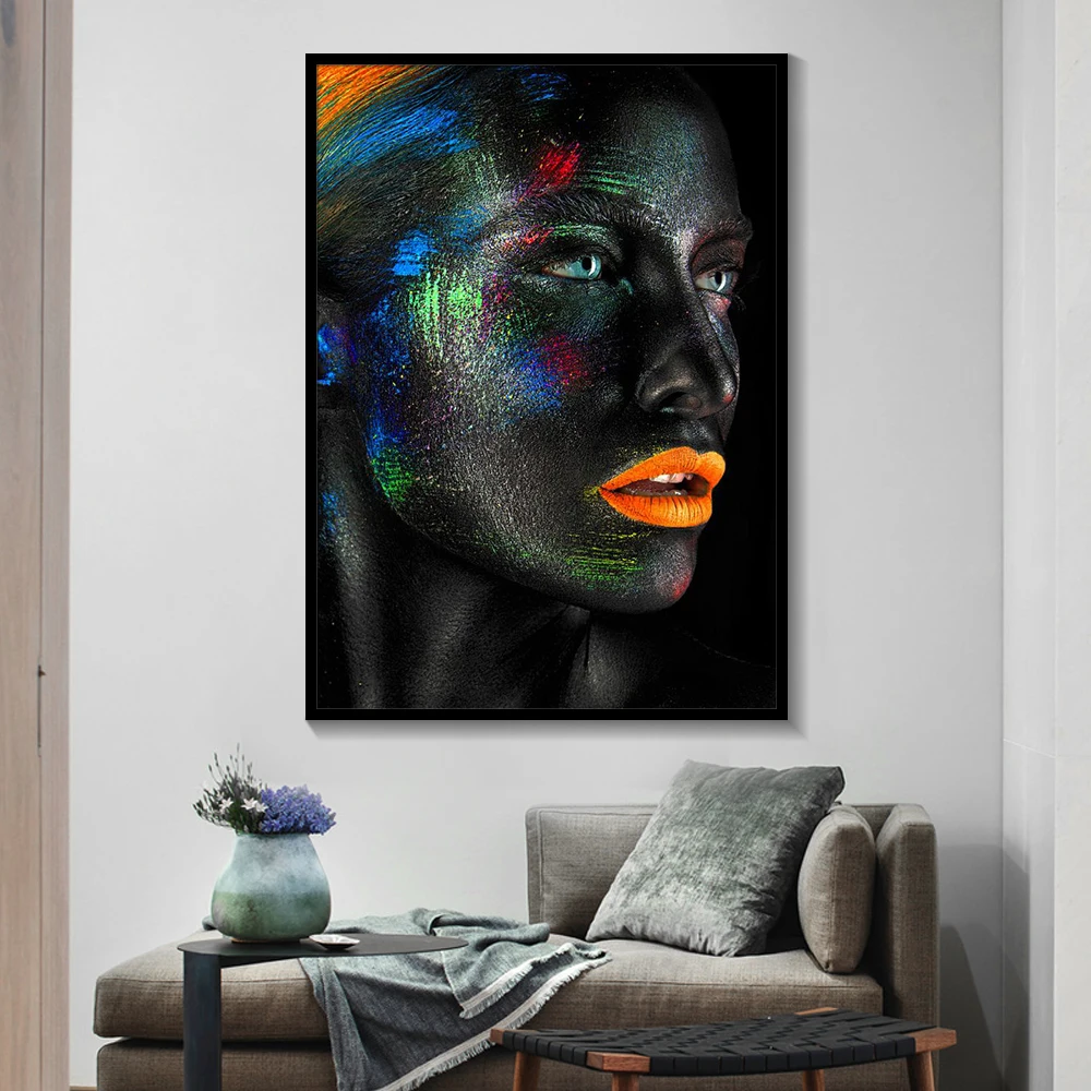 Black and white Creative Face Makeup Fantasy Watercolor Poster Pint Canvas Paintings Beautiful Lady Wall Art Home Decor | Дом и сад