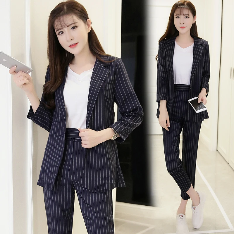 Women's suit female new style fashion dress casual striped office lady OL professional uniform two / piece |