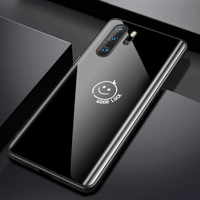 Good luck B Для huawei P30 Pro изогнутый стеклянный чехол P30 Pro Чехол Противоударная задняя крышка силиконовый мягкий край для huawei P 30 Pro защитная оболочка - Цвет: Good luck B