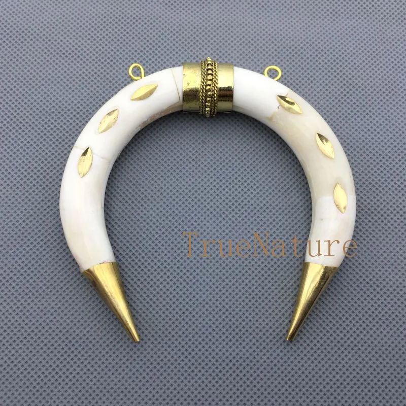Последние белые Костяные Подвески в виде рога латунные точечные шармы с роговым