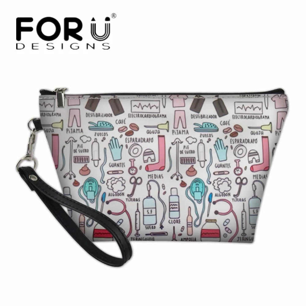 FORUDESIGNS/Модный женский косметический чехол с мультяшным принтом для кормящих женщин, брендовый дизайнерский большой косметический чехол из искусственной кожи, Повседневный женский косметический Чехол