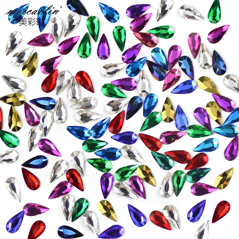 20pcs Charms 3D Mixed color Flatback Crystal Nail Rhinestones Glass Diamond DIY Nails Art Decorations Water Drop Stones Manicure | Красота и