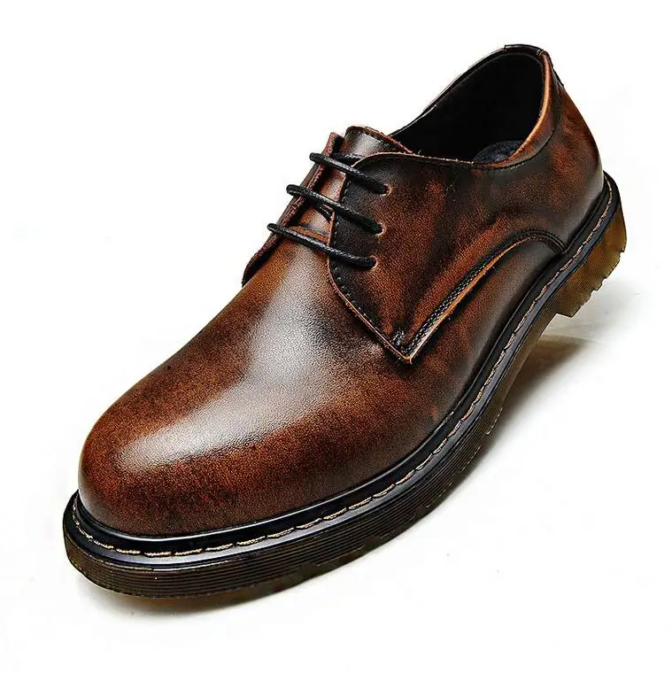 Обувь для влюбленных Кожаные ботинки на плоской подошве со шнуровкой Сезон