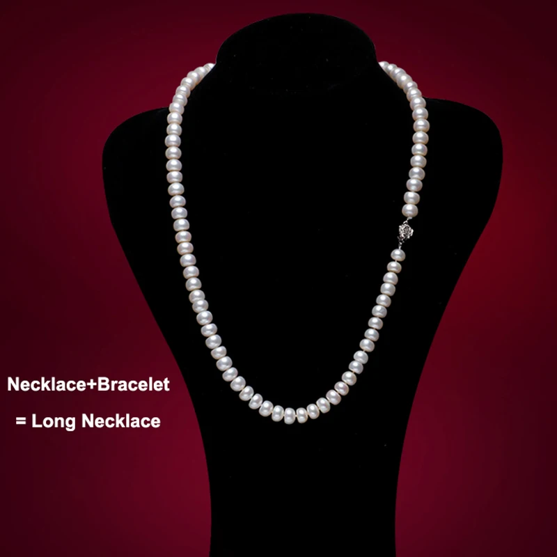 

YIKALAISI 2017 100% Natural freshwater pearl necklace jewelry set 925 sterling silver jewelry pearl for women best gift