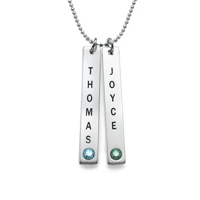 Персонализированные вертикальные бар ожерелье с камнями рождения Новое