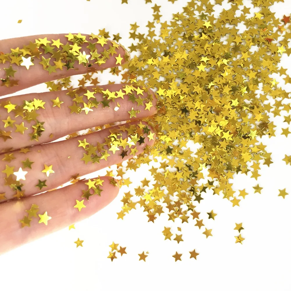 

New 2019 Chirstmas wedding birthday graduation baptism table decoration 50g 4 mm tiny golden little stars CONFETTI SPANGLES
