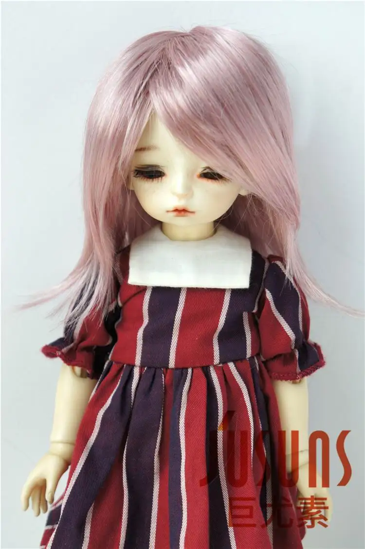 JD046 YOSD 1/6 модный синтетический парик mohai Размер 6-7 дюймов унисекс природа BJD волосы фарфоровая кукла волосы винил кукла парик - Цвет: Blend Dark pink