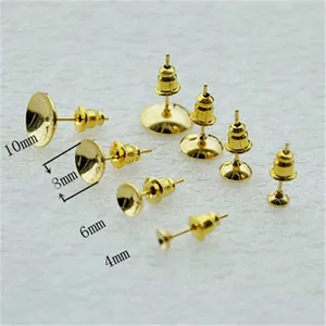 Пустая основа для сережек-гвоздиков из нержавеющей стали 20 шт. с вкладышами для ушей 4 мм 5 мм 6 мм 8 мм, настройки кабошона, поднос для самостоятельного изготовления ювелирных украшений