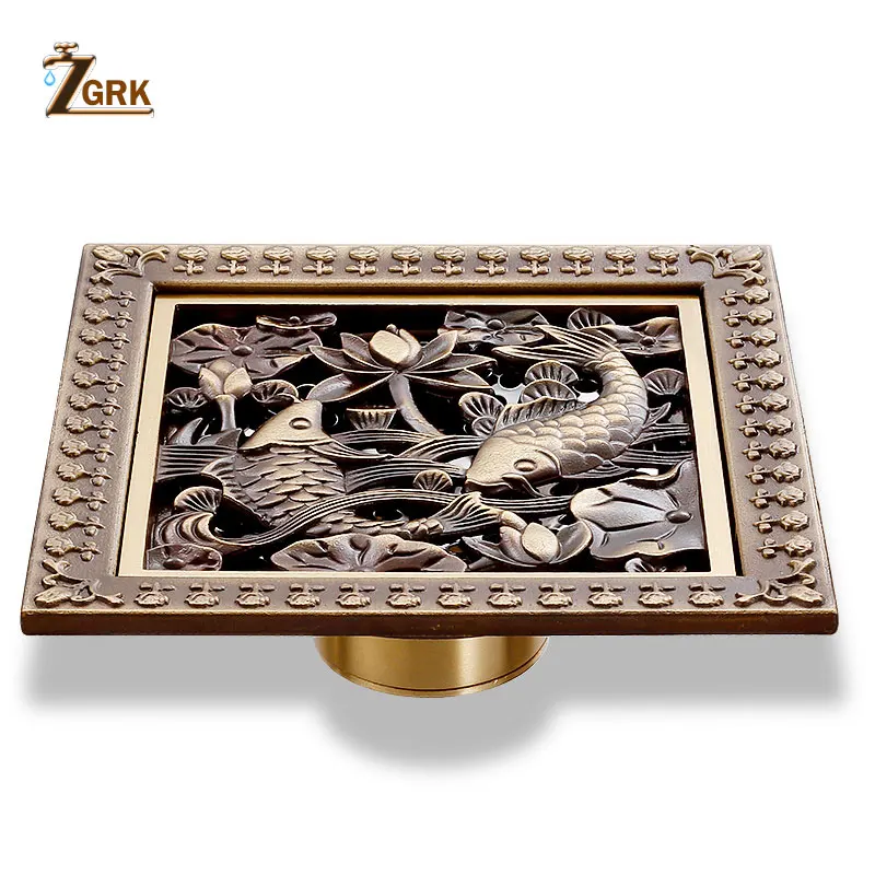 Слив для душа ZGRK Античный Твердый латунный сливной фильтр пола аксессуары ванной