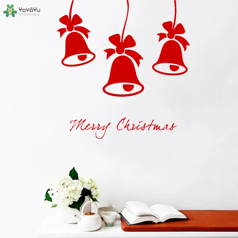 Настенная Наклейка yoyoyoyu с рождественскими колокольчиками, художественные настенные наклейки, праздничные аксессуары для украшения дома, оконный дизайн, съемный декор «сделай сам» CT606