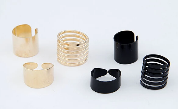 3 шт Панк Мода кольца для женщин 2019 девушки Anillos черный/золото стек простое