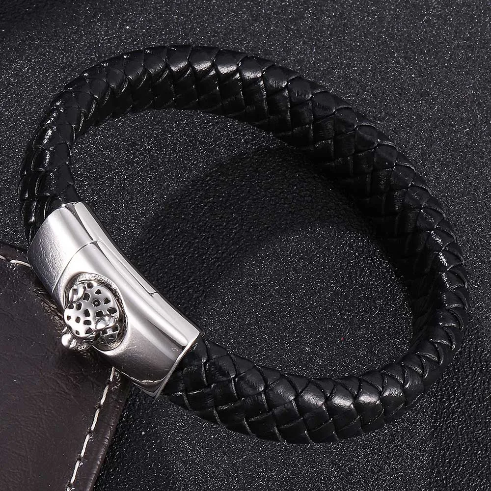 Мужской браслет кожаный с магнитной застежкой ювелирные изделия из кожи