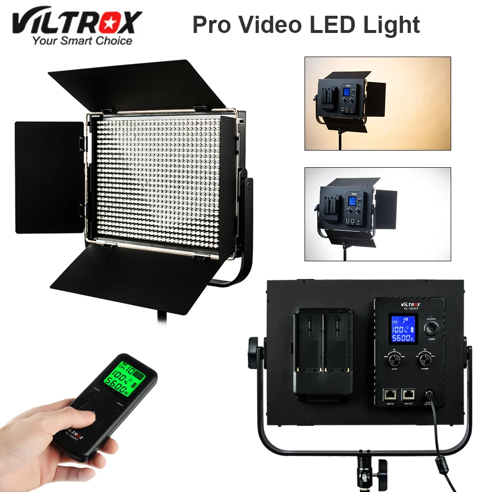 

Viltrox VL-D60T Camera Studio Video LED Light Lamp Bi-color Slim Metal Adjustable brightness & 2.4GHz Wireless remote control