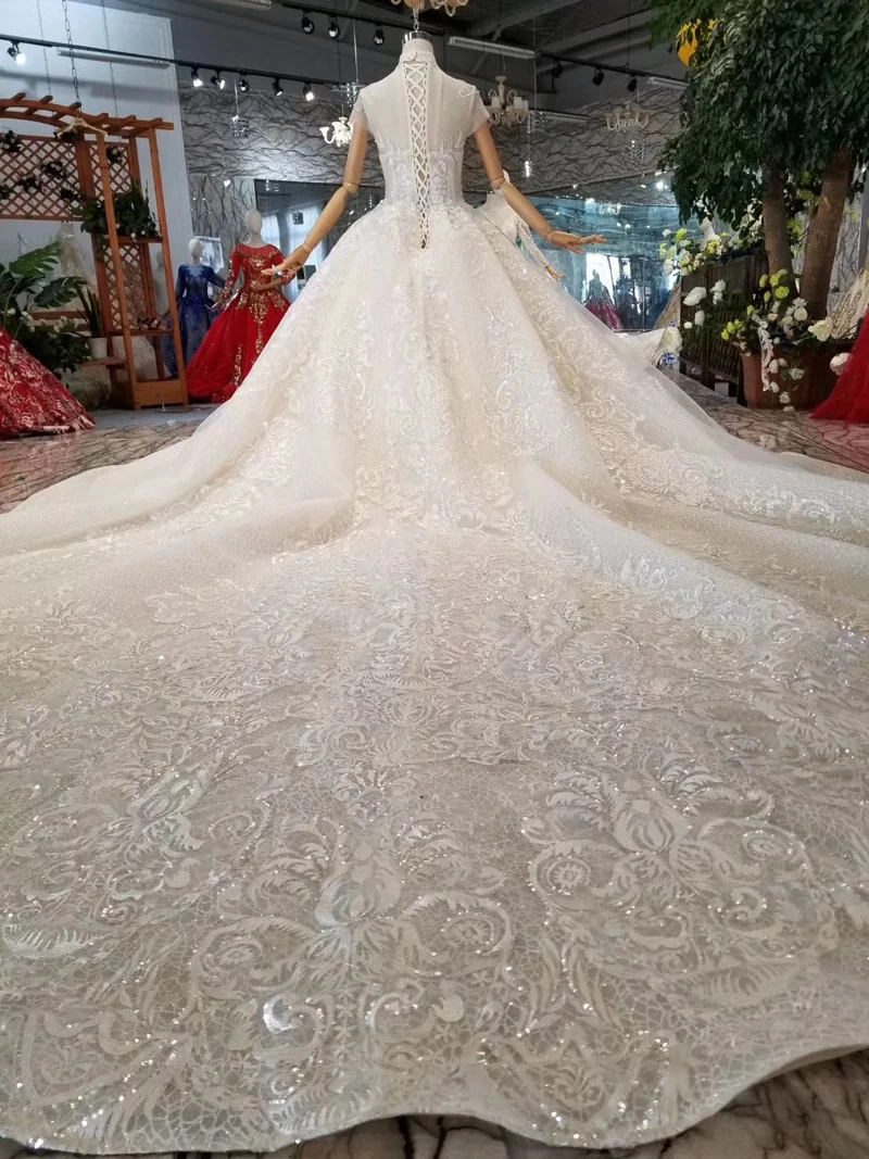 HTL032 Новые однотонные Свадебные платья с высоким воротом и рукавами-крылышками