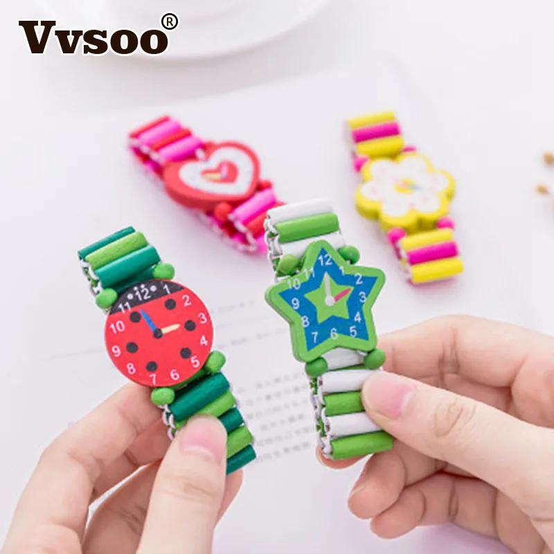 Vvsoo детский браслет поддельные деревянные часы Baby Shower девочка Мальчик День рождения Сувенир наполнители для пиньяты рождественские подарки