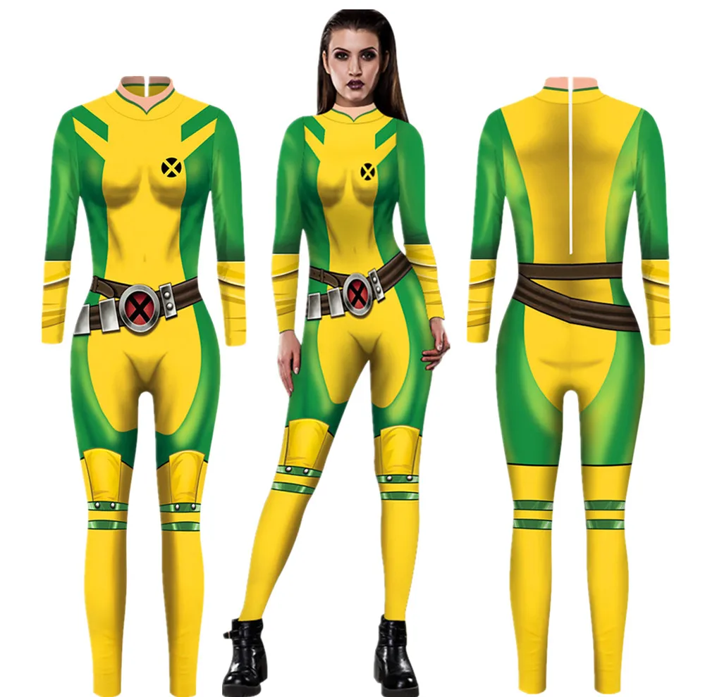 3D зеленый Rogue Марвел Капитан Анна Костюм косплей женские фильм Marvel х мужские